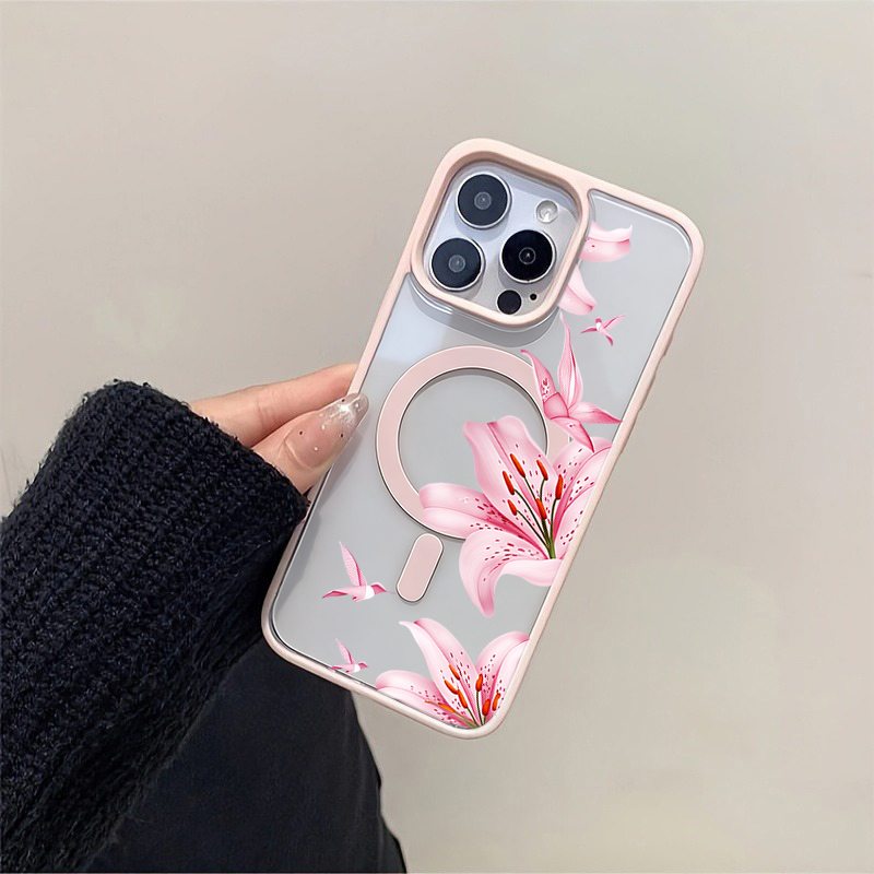 Capa Magnética Rosa com Flores - Wireless Charger avaliação e preço
